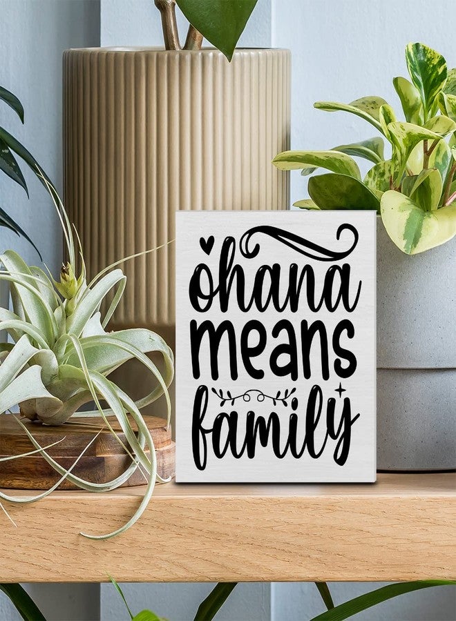 PIXCEOS Family Decorative Wooden Box Sign Ohana Means Family Wood Block Plaque Decor Rustic Shelf or Wall Display for Home Living Room Bedroom - Image 3